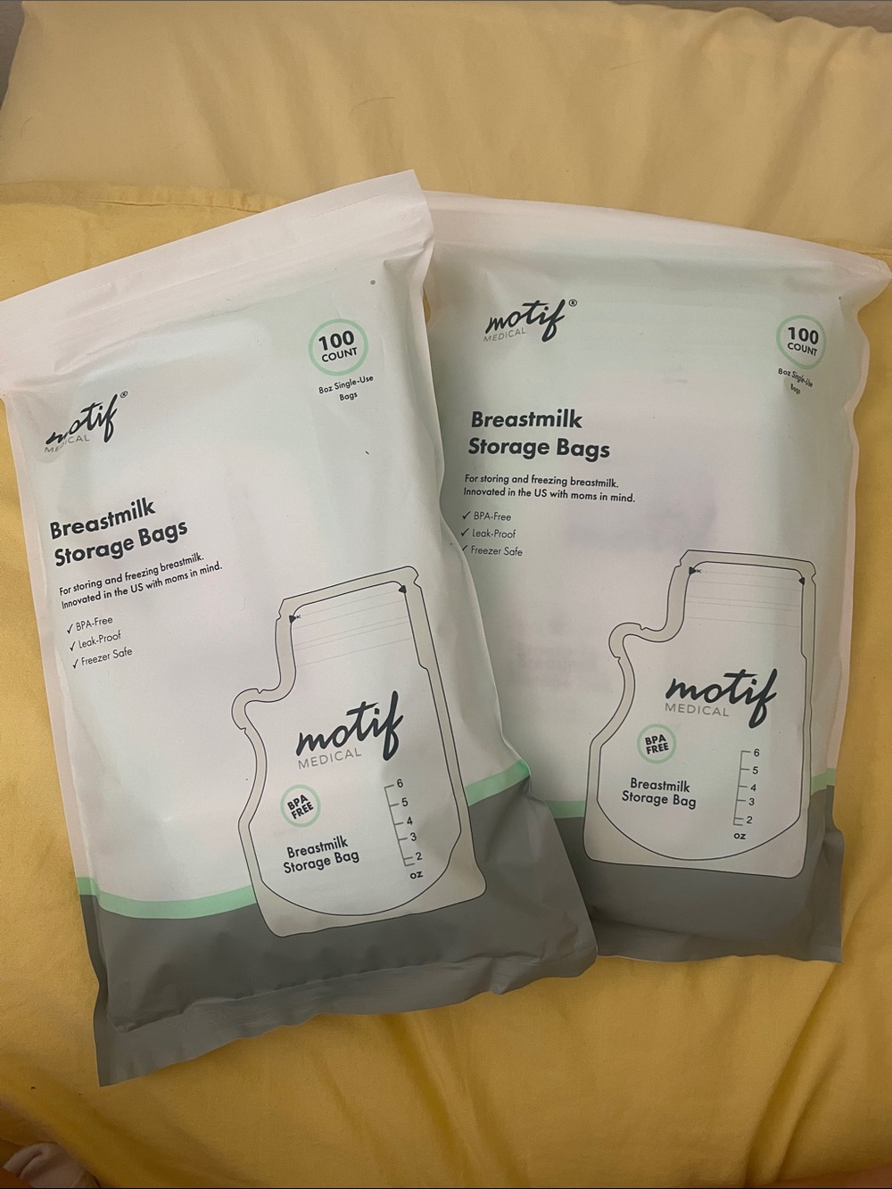 Motif Medical Breastmilk Storage Bags 8oz single use  2 (100ct packs)